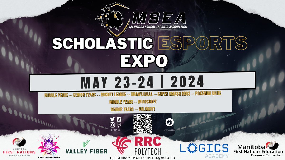 Make sure to get registered for this legendary event. Looking for more info? Want to register your school? Head to our website for all the deets! msea.gg/esportsexpo #MSEA_gg Thanks to our sponsors... @mfnerc @mfnss @Lotus8Esports @ValleyFiberLTD @LOGICSAcademy & @RRC