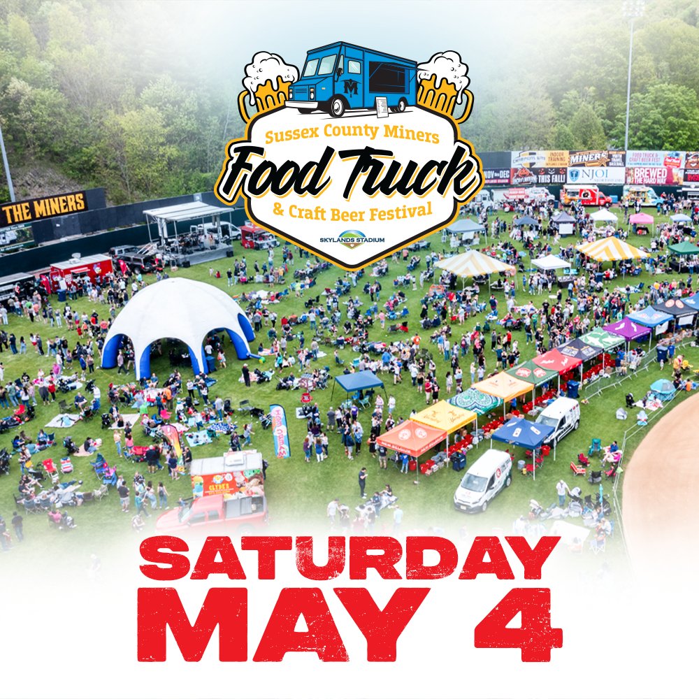 The kickoff to Miners season is only 4 DAYS AWAY with the epic Food Truck and Craft Beer Festival hosted by the Sussex County Miners! Indulge in over 20 food trucks, sip your way through 100+ craft beers, and enjoy the added fun with live music, axe throwing and face painting! 🍔