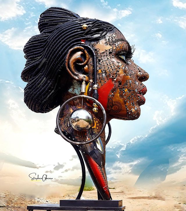 Check out @dotundavid_popoola 's latest masterpiece. Transforming scrap metal into stunning art!✨

#artlovers #artbuyers #contemporaryartist #artcollector #originalart #africanart #blackart #africanartist #blackartwork #artoftheday #myafriartgallery #onlineartgallery