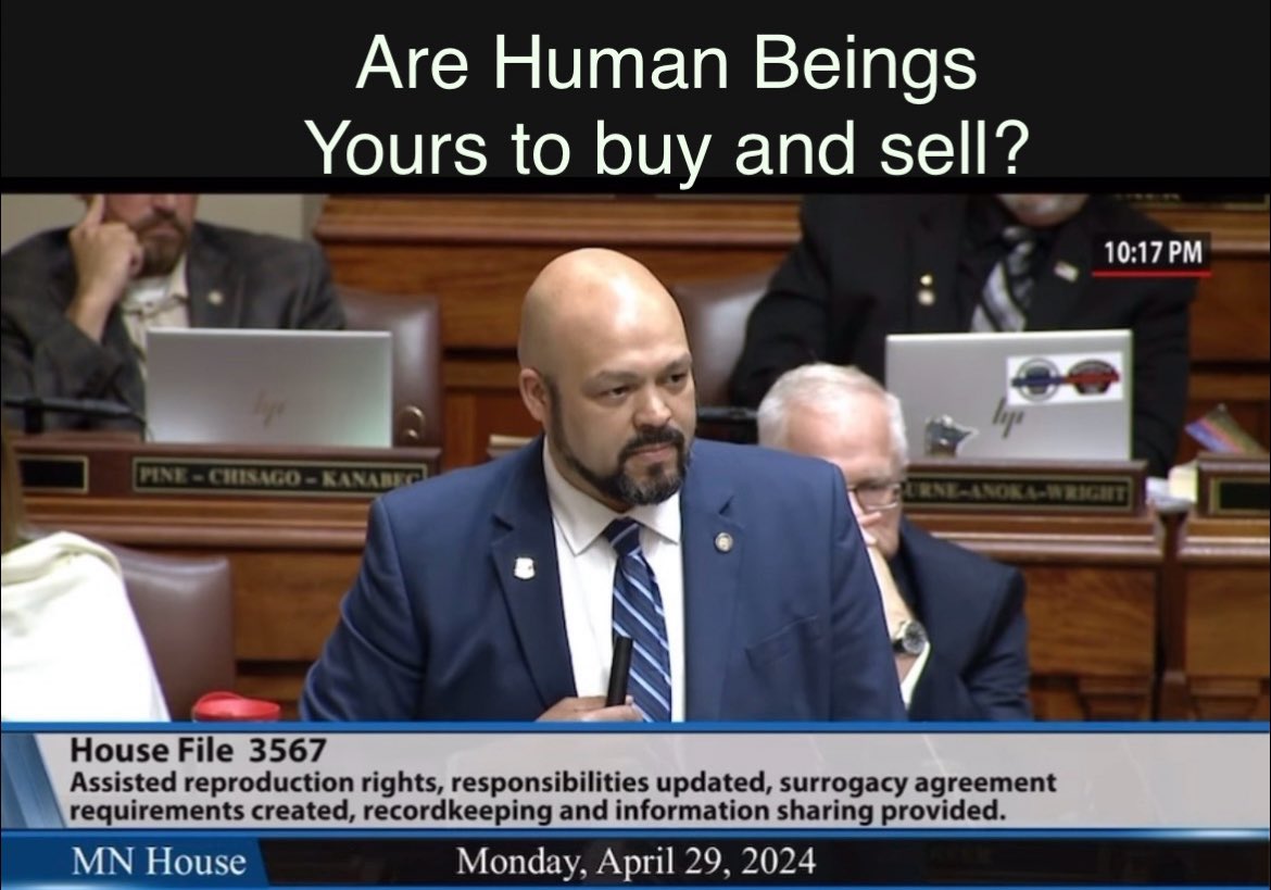 Minnesota DFL hit an all time low last night voting to legalize profiting from surrogacy, selling babies, exploiting women and contributing to sex trafficking #MNDFL #Godschildrenarenotforsale @WalterHudson youtu.be/YMOBIHAYLHE?si…
