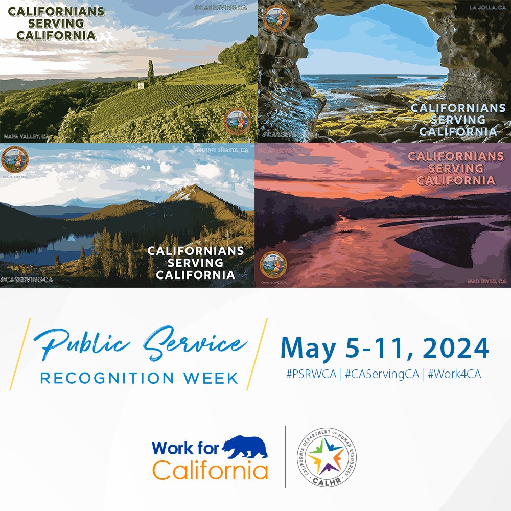 🎊Celebrate your years of service with new #CAServingCA virtual backgrounds. Bask in the beauty that is #California, from Mount Shasta to La Jolla.

🔗 Find #PSRWCA resources & webinars: bit.ly/41xb0bW
🔗Download #CAServingCA virtual backgrounds: bit.ly/3JRQjhf