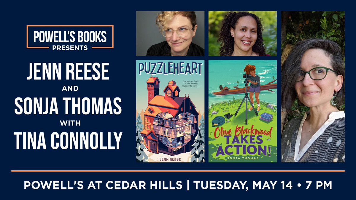 In the #PDX area Tue May 14? Come celebrate the birthdays for OLIVE BLACKWOOD TAKES ACTION! and PUZZLEHEART at @Powells Cedar Hills! There will be funny questions, trivia, and yummy giveaways—oh, and an adorable stuffed beaver named Thomas. Hope to see you there! #booklaunch