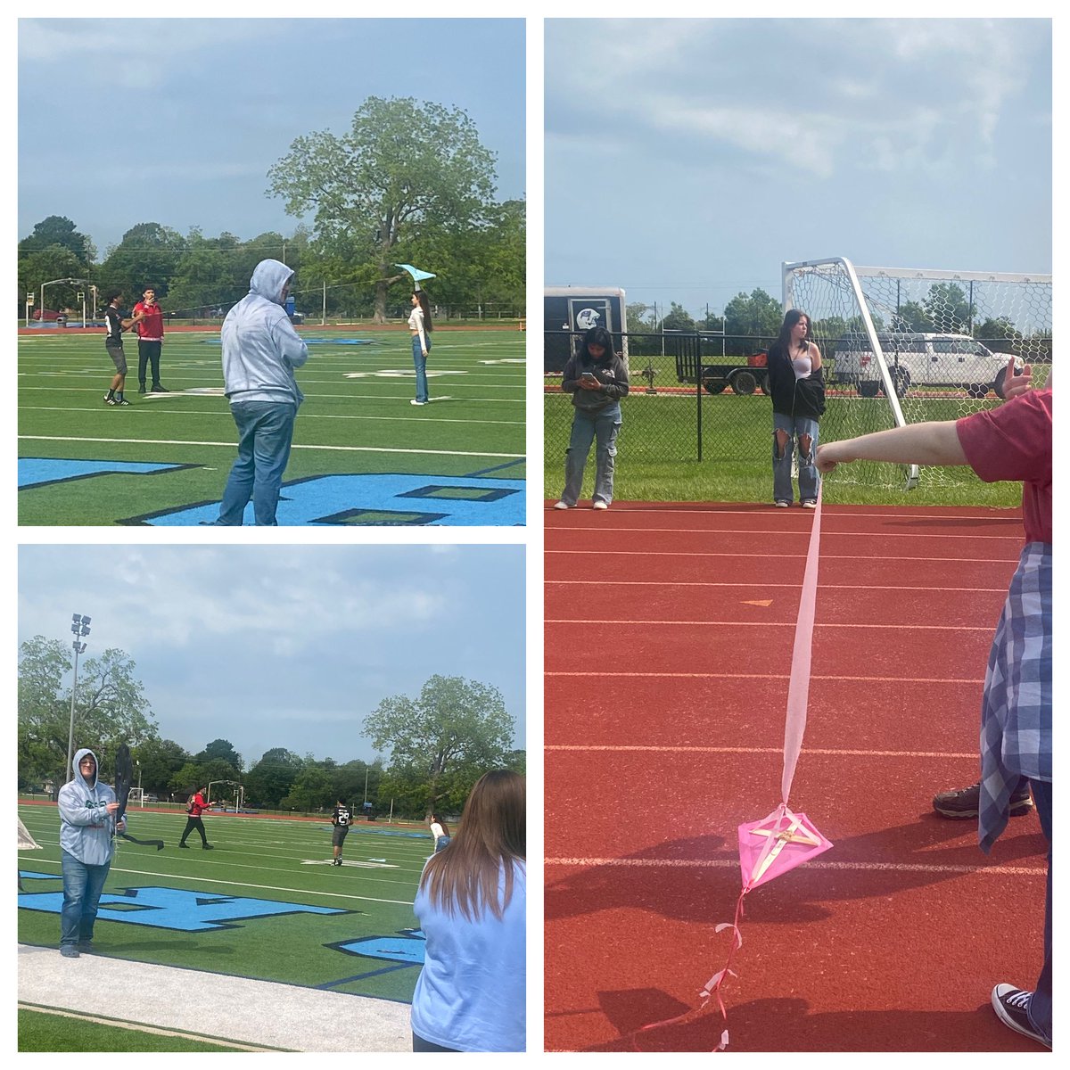 Geometry students built kites & went outside to fly them today. It was fun! Shoutout to the best team for always having fun, creative ways for students to learn! #whereyafrom #bucpride ☠️