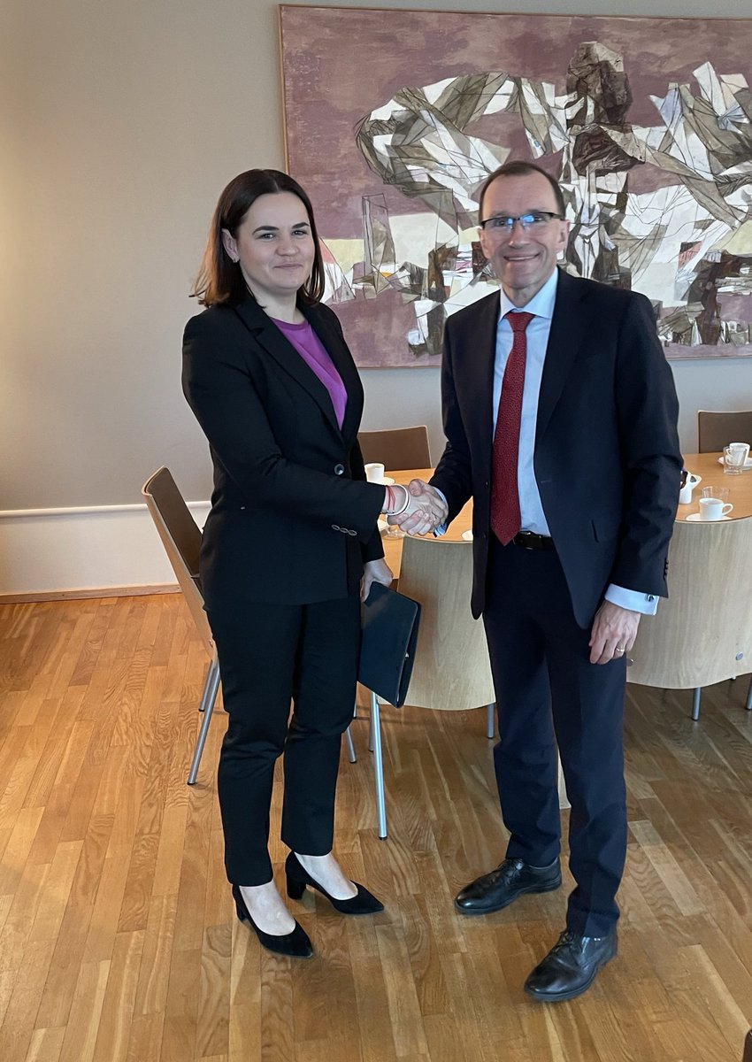 So glad to receive @Tsihanouskaya in Oslo today. She has our full support in her fight for human rights, democracy and the rule of law in Belarus. The human rights situation is appalling. Norway consistently raises the issue in @UN, @OSCE and bilaterally w/ 🇧🇾’ authorities.