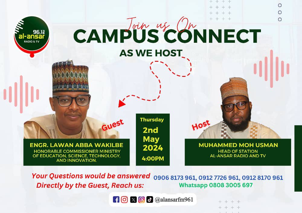 So many opinions about the Borno state LEA salary issue currently on going on social media. For facts, tune in to @alansarfm961 on Thursday at 4pm as the Hon Commissioner of Edu will be on air Live to discuss the issue with me…listen online via radio.garden/listen/al-ansa…