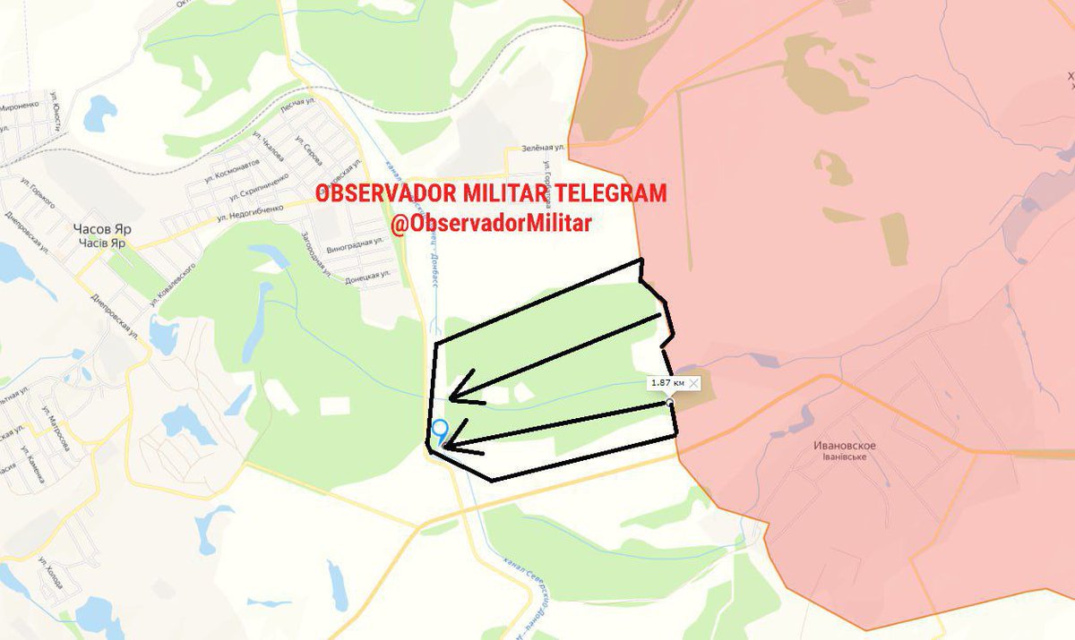 Se informa que las Fuerzas Armadas Rusas, han logrado avances significativos, en dirección a Chasovoyarsk y han llegado a la orilla del Canal Seversky Donets-Donbass.