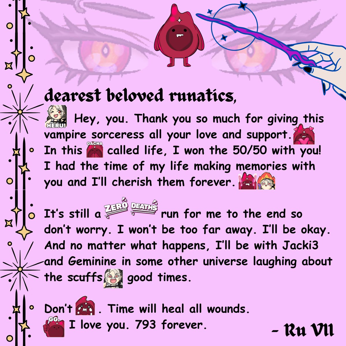 thank you so much for everything my beloved runatics!!! i’ll miss you and i’ll never forget you 💗🩸✨

i also prepared a special gift (pls download bfor the link expires lmao) 🎁 we.tl/t-4muogK8uwq
