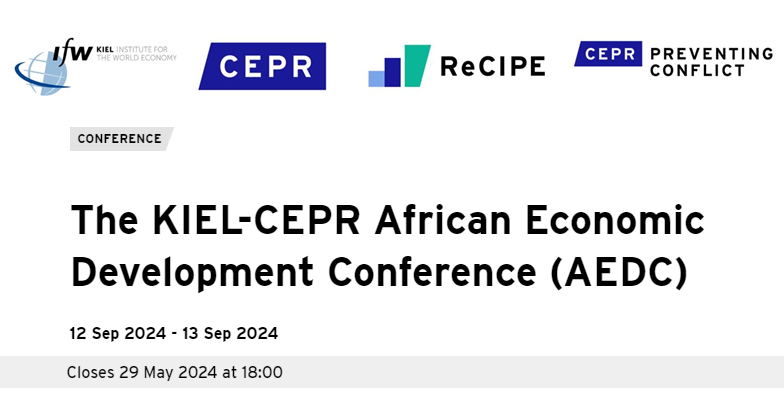 🌍🌍Conference Alert!🌍🌍 We just published the Call for Papers for the Kiel-CEPR African Economic Development Conference! Submit your work until May 29 to join us in Berlin in September for an exciting two days of research and policy discussions. cepr.org/events/kiel-ce…