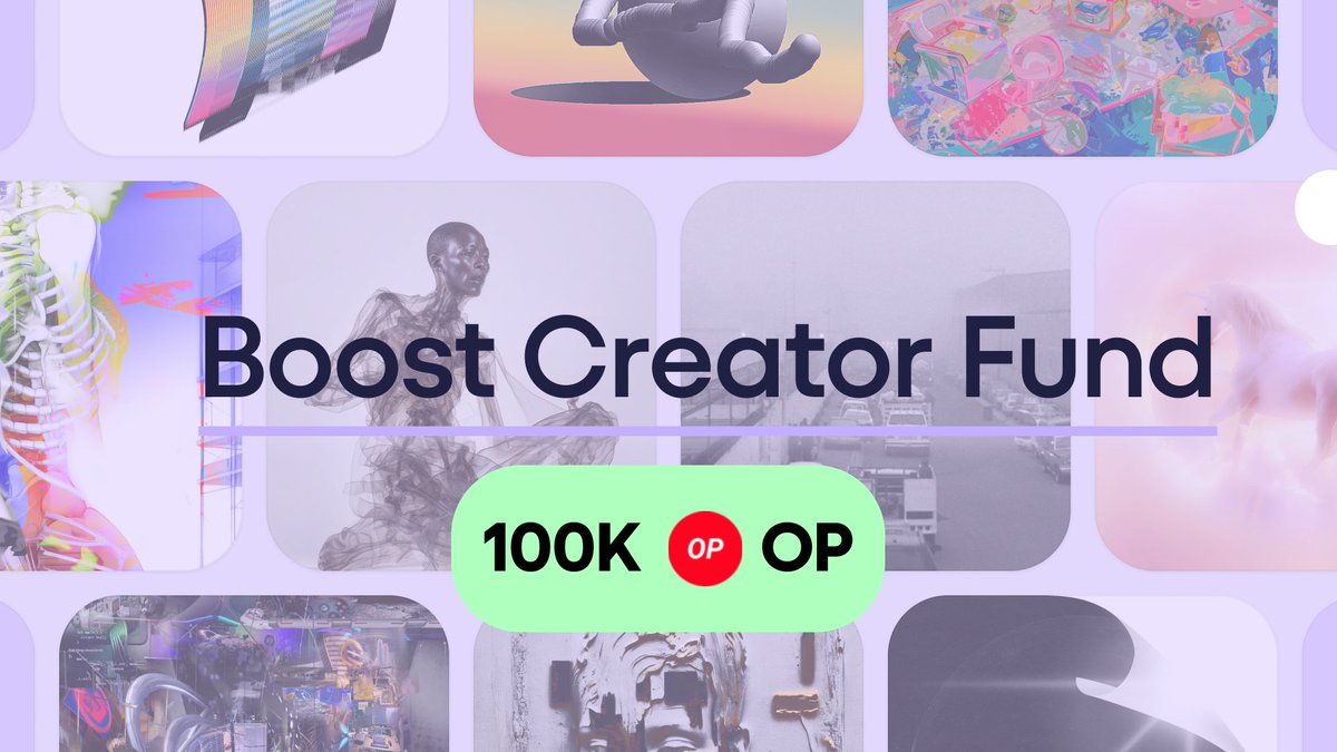 Boost (@boost_xyz) on Twitter photo Introducing the Boost Creator Fund
To support the growth of creators on Superchain, we will be deploying 100K OP to creators who drive the most mints to <a href="/Optimism/">optimism.eth</a> Superchain using Boost.
🗓️ 4 weeks
🔴 100K OP
↗️ Driving mints with Boost
Here's how to participate ↓ Introducing the Boost Creator Fund
To support the growth of creators on Superchain, we will be deploying 100K OP to creators who drive the most mints to <a href="/Optimism/">optimism.eth</a> Superchain using Boost.
🗓️ 4 weeks
🔴 100K OP
↗️ Driving mints with Boost
Here's how to participate ↓