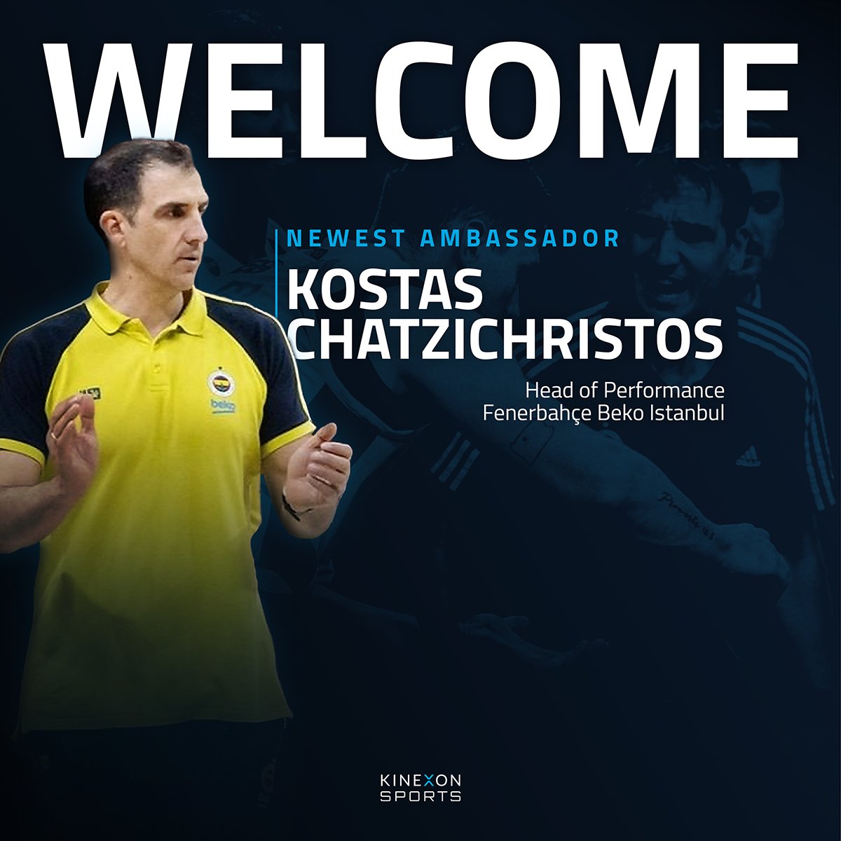 Welcome @kostaschatz! The newest ambassador at KINEXON Sports worked with teams worldwide, currently as the Head of Performance for Fenerbahçe Beko Istanbul Basketball. As co-founder of the ESCCA, Kostas knows what it takes to perform. Glad to have you onboard! #InnovateTheGame