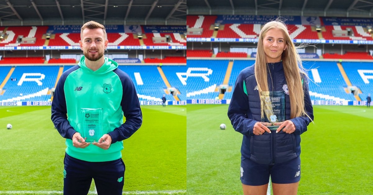 Introducing our Male and Female PFA Community Champions for the 2023/24 season, @Joe_Ralls and @RhiRhioakley 👏 Their dedication to spreading positivity, meeting our beneficiaries, and raising awareness of our work across Cardiff and the South Wales Valleys is truly inspiring:…