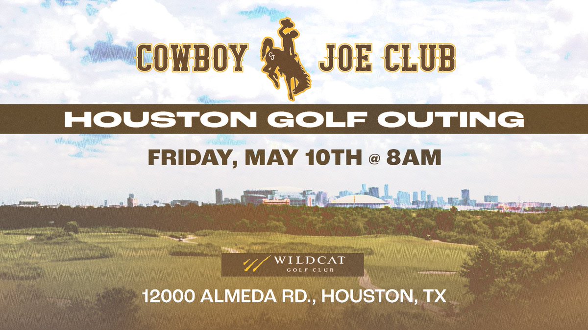 ⛳️HEY HOUSTON⛳️

There's still time to sign up for our Cowboy Joe Golf Outing Friday, May 10 🤠

📍Wildcat Golf Club
🕐8 a.m.
💲150 per player ($600 per team)

Entry fee includes golf, cart, and post-round meal!

SIGN UP: one.bidpal.net/wyohouston/wel…

#GoWyo