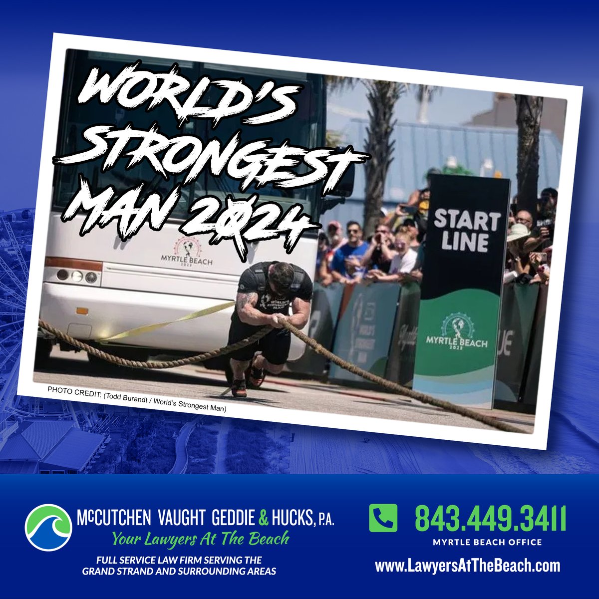 Back on the beach! The World's Strongest Man has returned to Myrtle Beach, SC this week (May 1st-May 5th), promising an epic showdown! Prepare for the fiercest competition in strongman history! Don't miss this heart-pounding event by the oceanfront!