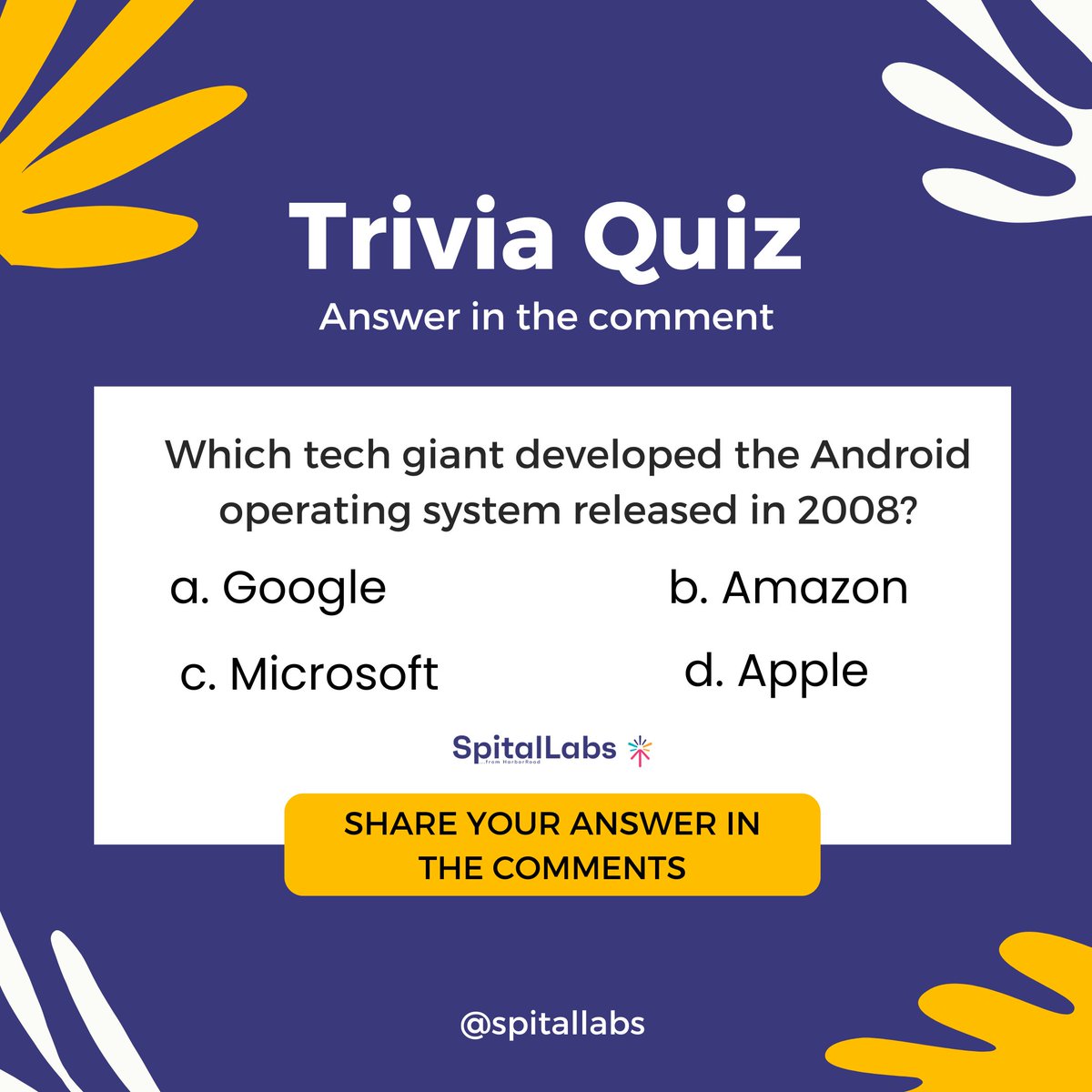 SpitalLabs's tweet image. Tuesday Caption

It&apos;s #TriviaTuesday! What&apos;s your lucky guess? Let us know in the comments below
.
.
.

#SpitalLabs #TechTraining #PhTechHub #WorkersDay #DigitalSkillsInTech #TechCommunity #WomenInTech #TriviaTuesday