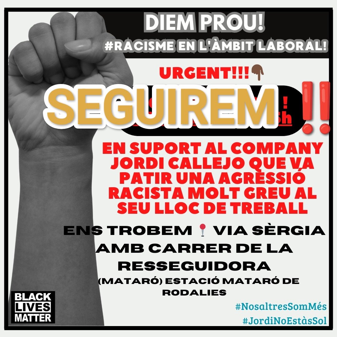 Malgrat tot el suport aquest matí en Jordi ha patit un atac d'angoixa greu. Una unitat del SEM se l'ha endut a l'hospital.
Ara toca repòs i seguir la pauta dels seus facultatius. 
Nosaltres seguirem assenyalant als culpables, a l'AGRESSOR i a qui el protegeix.
#JordiNoEstàsSol