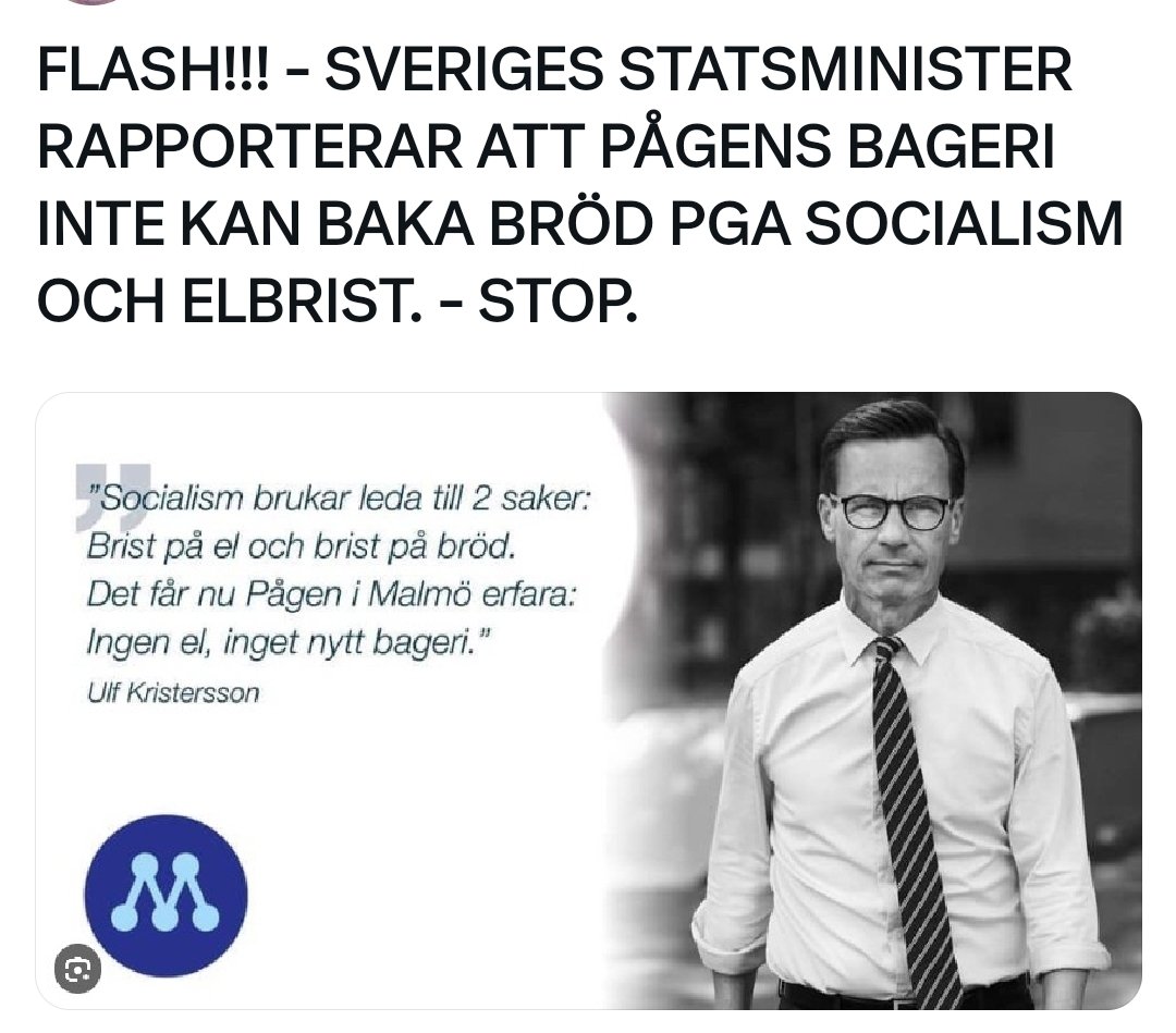 Varför ställer en statsminister upp på något så förljuget och barnsligt som att Pågens inte 'Kan baka bröd pga socialism och elbrist'? Vad fick honom att köpa ner sig så till den milda grad?