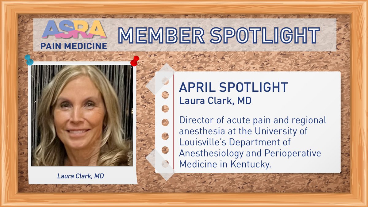 April is almost over, but it's still not too late to celebrate Dr. Laura Clark as our monthly Member Spotlight! Dr. Clark is director of #acutepain and #regionalanesthesia at the University of Louisville (@uofl). Read more about her accomplishments here: ow.ly/8h0450RsJQ5