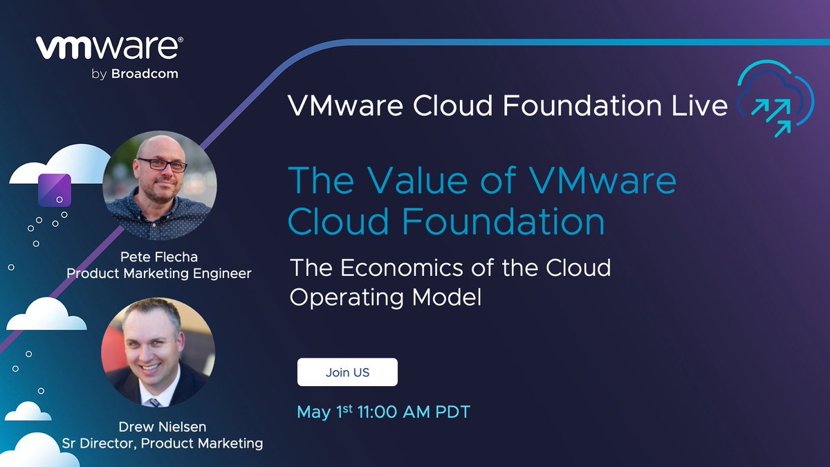 Join us tomorrow for a ​​discussion by Pete Flecha and Drew Neilsen on the Total Cost of Ownership with VMware Cloud Foundation and The Economics of the Cloud Operating Model. Register now: linkedin.com/events/7186120…