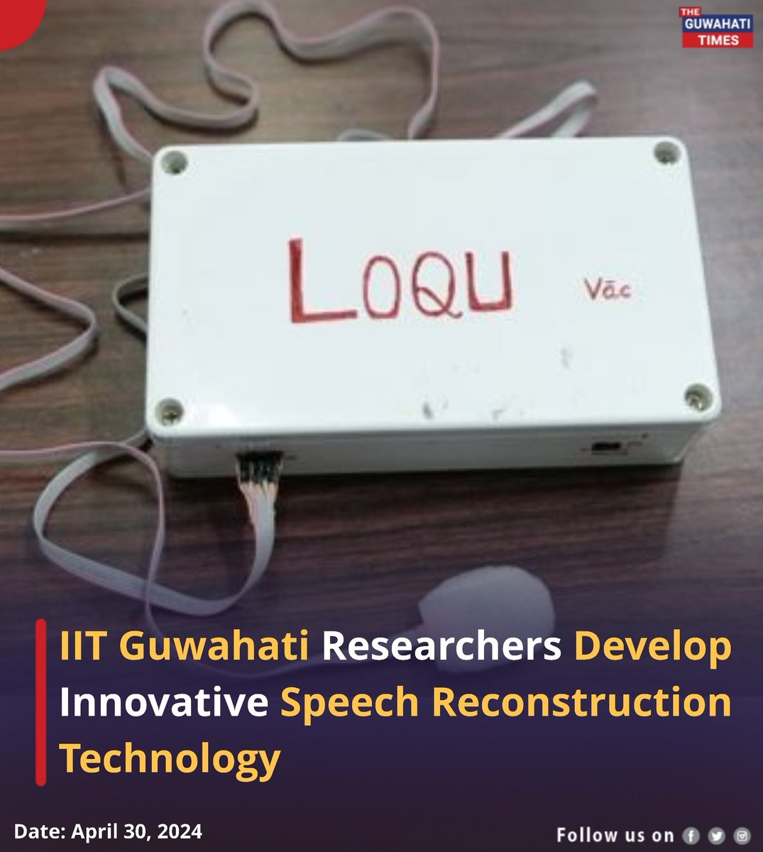 IIT Guwahati have achieved a significant breakthrough in the field of speech technology with the development and patenting of 'LOQU', a novel method to generate human speech signals directly from vocal cord vibration signals.

Read more: facebook.com/share/p/SE1qRE…