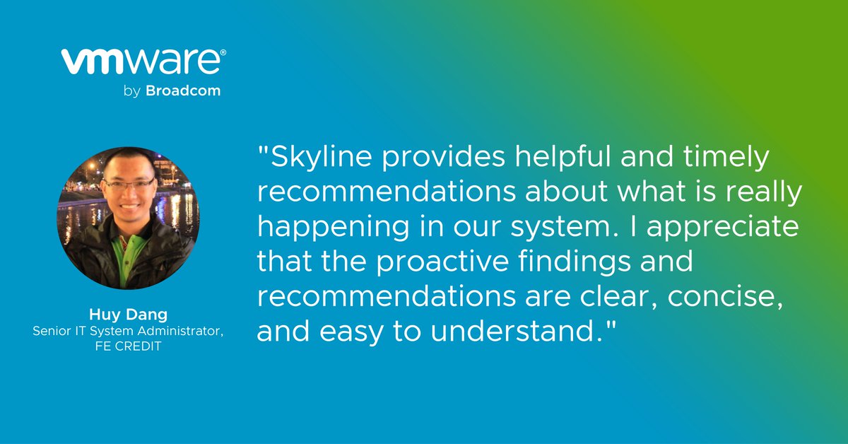 What impact can #VMwareSkyline make in your environment? Hear one perspective from Huy Dang, Senior IT System Administrator at FE Credit ⬇️