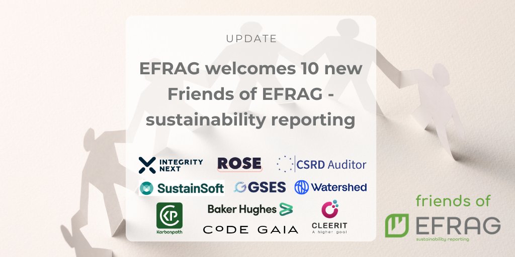 📣 We are happy to announce that 10 companies have officially become Friends of EFRAG, demonstrating their commitment to sustainability reporting and supporting EFRAG's mission🌱🌍! More info ▶️ lnkd.in/e5tVyTjW