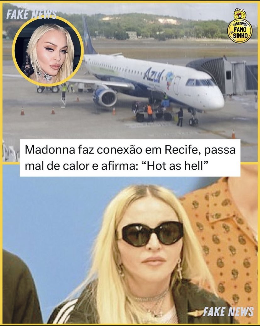 A rainha do pop fará uma apresentação histórica no Rio de Janeiro nesse fim de semana. Porém, essa manhã Madonna chamou atenção em terras pernambucanas. Para chegar no Brasil, a pegou um voo com conexão em Recife (a produção quis economizar).