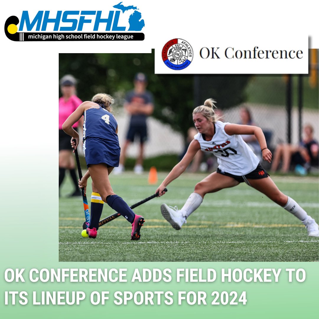 Michigan High School Field Hockey Association (@mhsfha) on Twitter photo The MHSFHL is excited to welcome the OK Conference as they add field hockey to their lineup of sports for 2024. Growing conference support in Michigan.
<a href="/MHSAA/">MHSAA</a> <a href="/ok_conference/">OK Conference News</a> <a href="/ConferenceOk/">okconference</a> <a href="/ForestHillsFH/">Forest Hills FH</a> <a href="/egr_fieldhockey/">East Grand Rapids Field Hockey</a> <a href="/hhs_eagles/">Hudsonville Sports</a> <a href="/RockfordAD/">Rockford Athletics</a> <a href="/SLPSAthletics/">Spring Lake Athletics</a> #growthegame The MHSFHL is excited to welcome the OK Conference as they add field hockey to their lineup of sports for 2024. Growing conference support in Michigan.
<a href="/MHSAA/">MHSAA</a> <a href="/ok_conference/">OK Conference News</a> <a href="/ConferenceOk/">okconference</a> <a href="/ForestHillsFH/">Forest Hills FH</a> <a href="/egr_fieldhockey/">East Grand Rapids Field Hockey</a> <a href="/hhs_eagles/">Hudsonville Sports</a> <a href="/RockfordAD/">Rockford Athletics</a> <a href="/SLPSAthletics/">Spring Lake Athletics</a> #growthegame