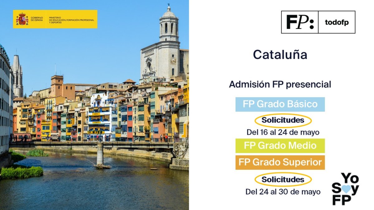 📢 #FPCataluña Admisión FP Presencial #TodoFP #YoSoyFP 🔴 Grado Básico: Del 16 al 24 de mayo 🔴 Grados Medio y Superior: Del 24 al 30 de mayo 🔎 todofp.es/comunes/ccaa-e…