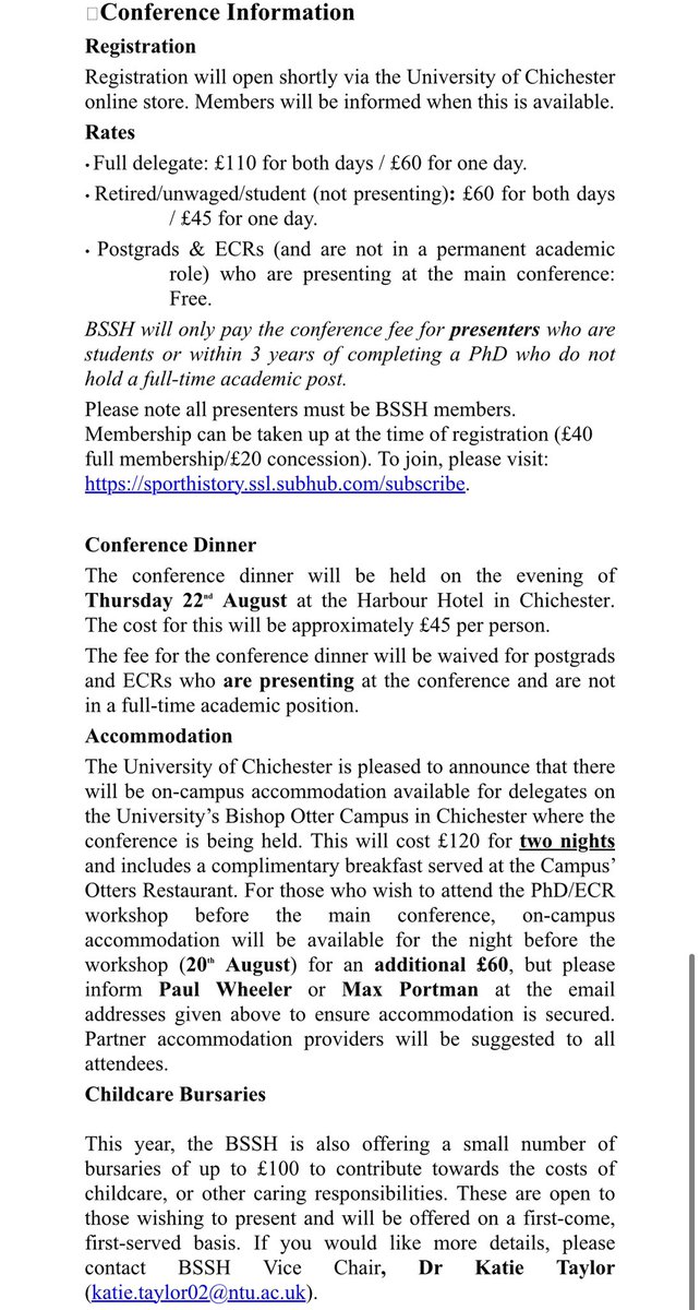 Another reminder that the deadline for the Call for papers for this year’s @BritSportHisSoc conference at @chiuni is only ONE WEEK away!! If you are interested in presenting at the conference, please feel free to send us an email which are included in the pictures below…