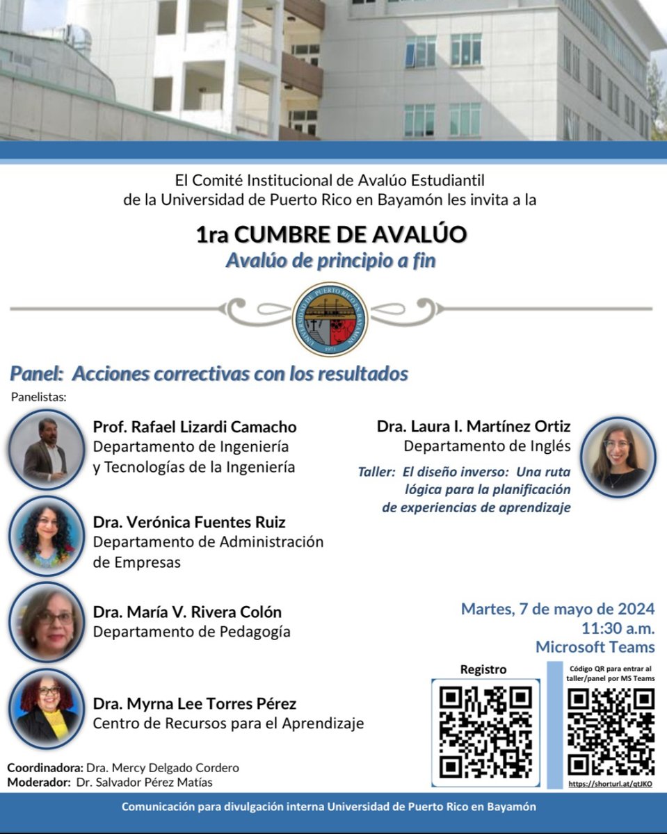 ¡Atención!

¿Quieres ser parte del proceso que mejora nuestra calidad educativa? ¡Entonces no te pierdas la 1ra Cumbre de Avalúo: 'Avalúo de principio a fin' organizada por el Comité Institucional de Avalúo Estudiantil! 
#uprb #siguelaseñalvaquera #fuerzavaqueraenacción