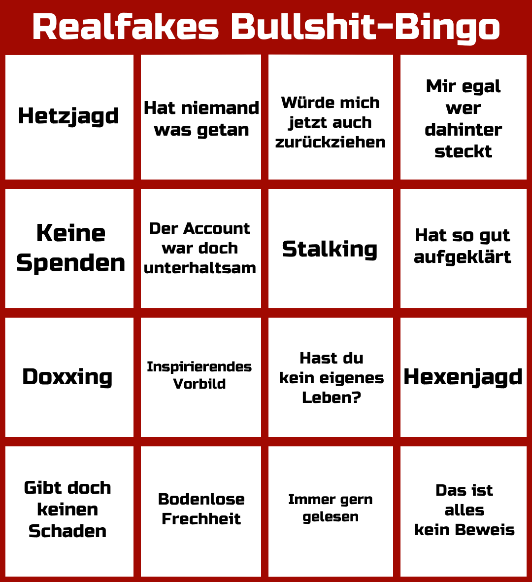 ❓ Haben Sie ein wenig Zeit?
Ich habe mir Gedanken gemacht. Über Realfakes, Red Flags, Sexarbeit, Bilderklau, Tweetklau und #jasminliebtdich.
Und habe darüber geschrieben.
👉 imperialcrimes.de/jasmin-liebt-d…
Achtung: Long Read.
Und das Bullshit-Bingo-Kärtchen liefere ich gleich mit 😄