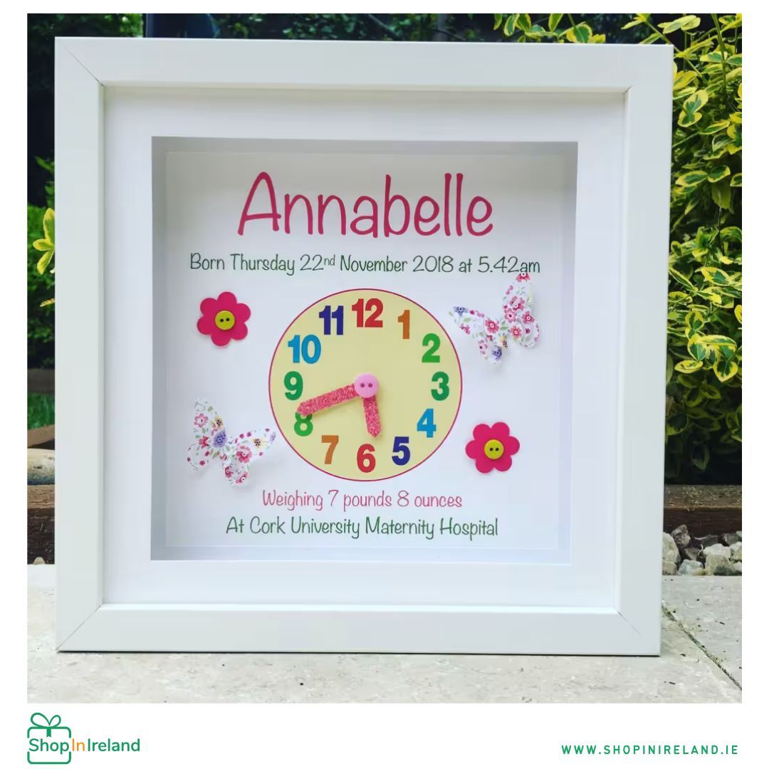 Our top selling baby clock keepsake captures all of baby’s birth details in this beautiful printed clock design. Hands are set at the time of birth. 
shopinireland.ie/personalised-b… 

#shopinireland #supportsmallbusiness #supportirishbusiness #shoplocal