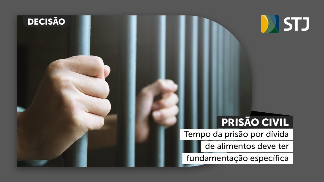 Para a Quarta Turma do STJ, o juiz deve explicar o motivo pelo qual está definindo o tempo de prisão e não pode determinar o prazo sem apresentar os motivos pelos quais entende que o devedor deve ficar mais ou menos tempo na cadeia. Saiba mais: kli.cx/n319