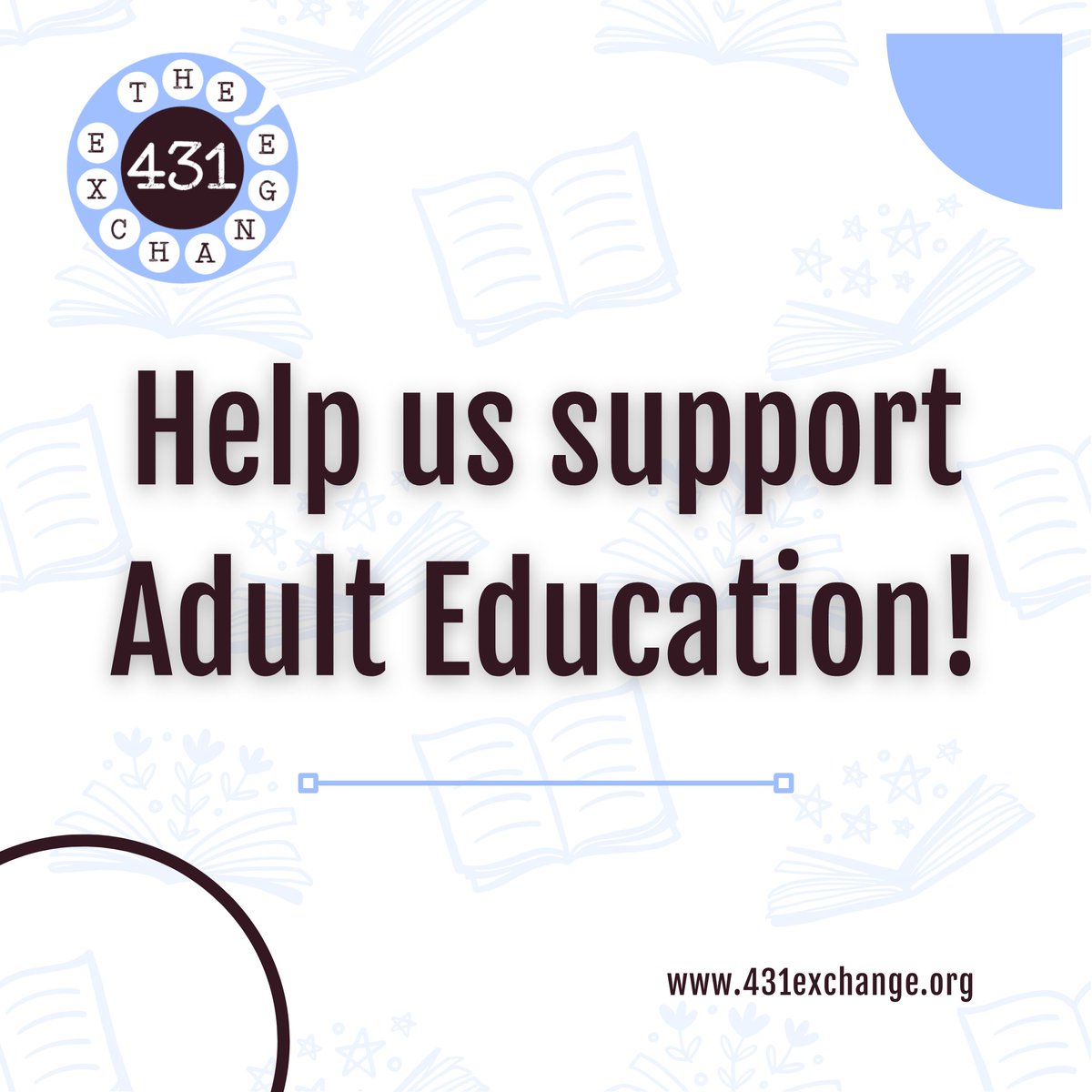 📚 At the 431 Exchange, our mission is to support adult learners in pursuing higher education and career advancement. Your donation can change a student's life today.

Join us in making a difference! 👇
431exchange.org/donate

#donate #AdultEducation #education #431Exchange