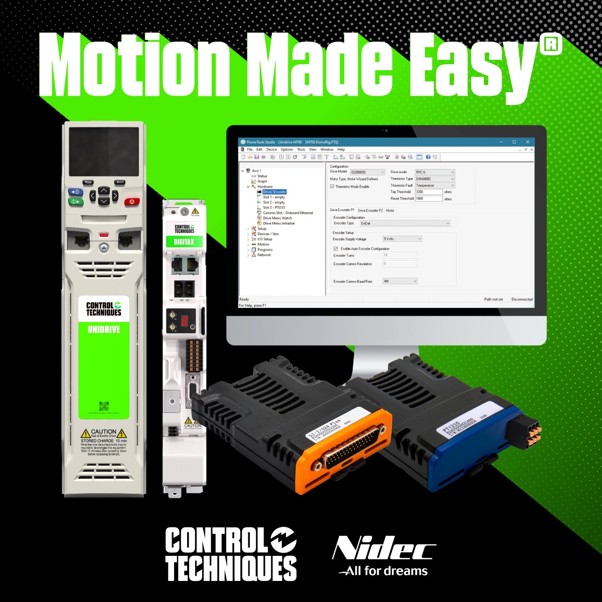Nidec_CTA's tweet image. Say goodbye to expensive and complicated motion control software! 👋

PowerTools Studio, Motion Made Easy® software, configuring motion control applications is simple, fast and free of charge! 

Learn more: brnw.ch/21wJkhf

#DriveObsessed #ControlTechniques #Nidec
