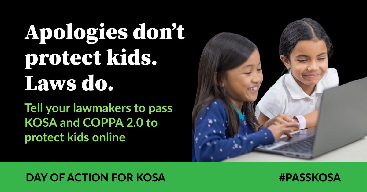 We need action, not words. Help keep our kids safe on social media—tell Congress to pass #KOSA and #COPPA 2.0. actionnotapologies.org/?p2asource=com…