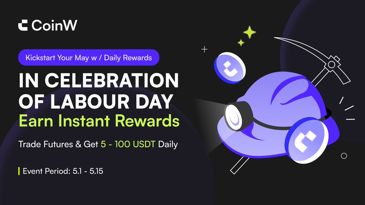 🏆 Join #CoinW Labor Day Special Edition of the Daily Trading Award! 📅 April 30th, 16:00 UTC - May 15th, 16:00 UTC To all CoinW traders, starting May 1st, trade futures for a chance to win daily rewards from 5 to 100 USDT instantly! Learn more: coinw.zendesk.com/hc/en-us/artic…