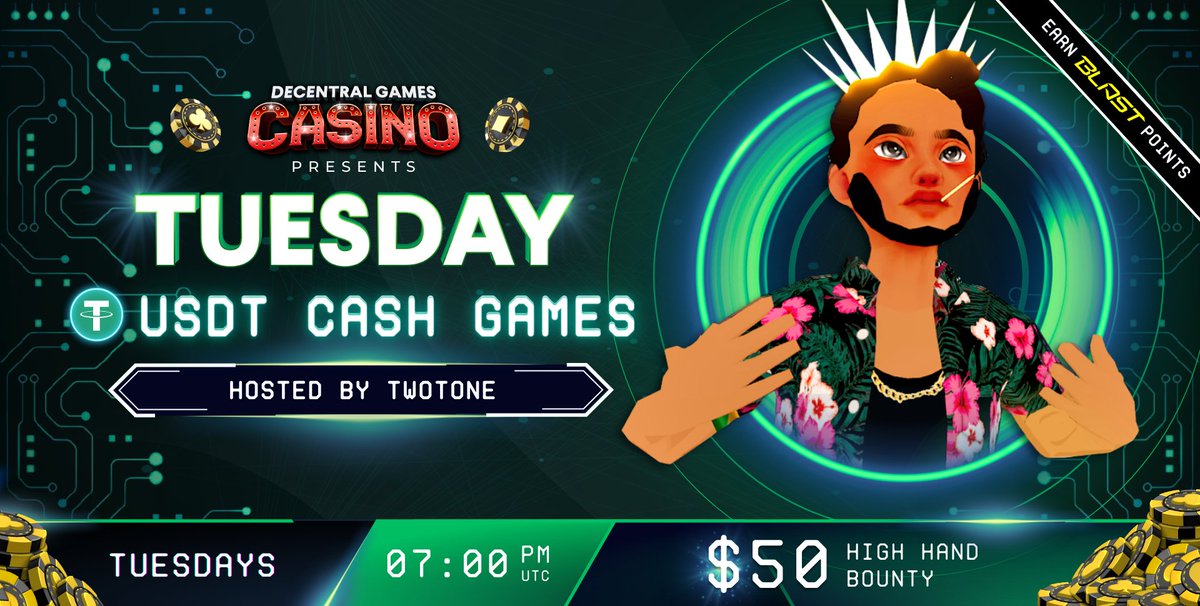 Come hit the tables for @twotoneDCL's weekly Tuesday cash game and win a $50 High Hand bounty ⏰ 7pm UTC / 3pm EST 📍 Tominoya, 1st floor (-119, 136)
