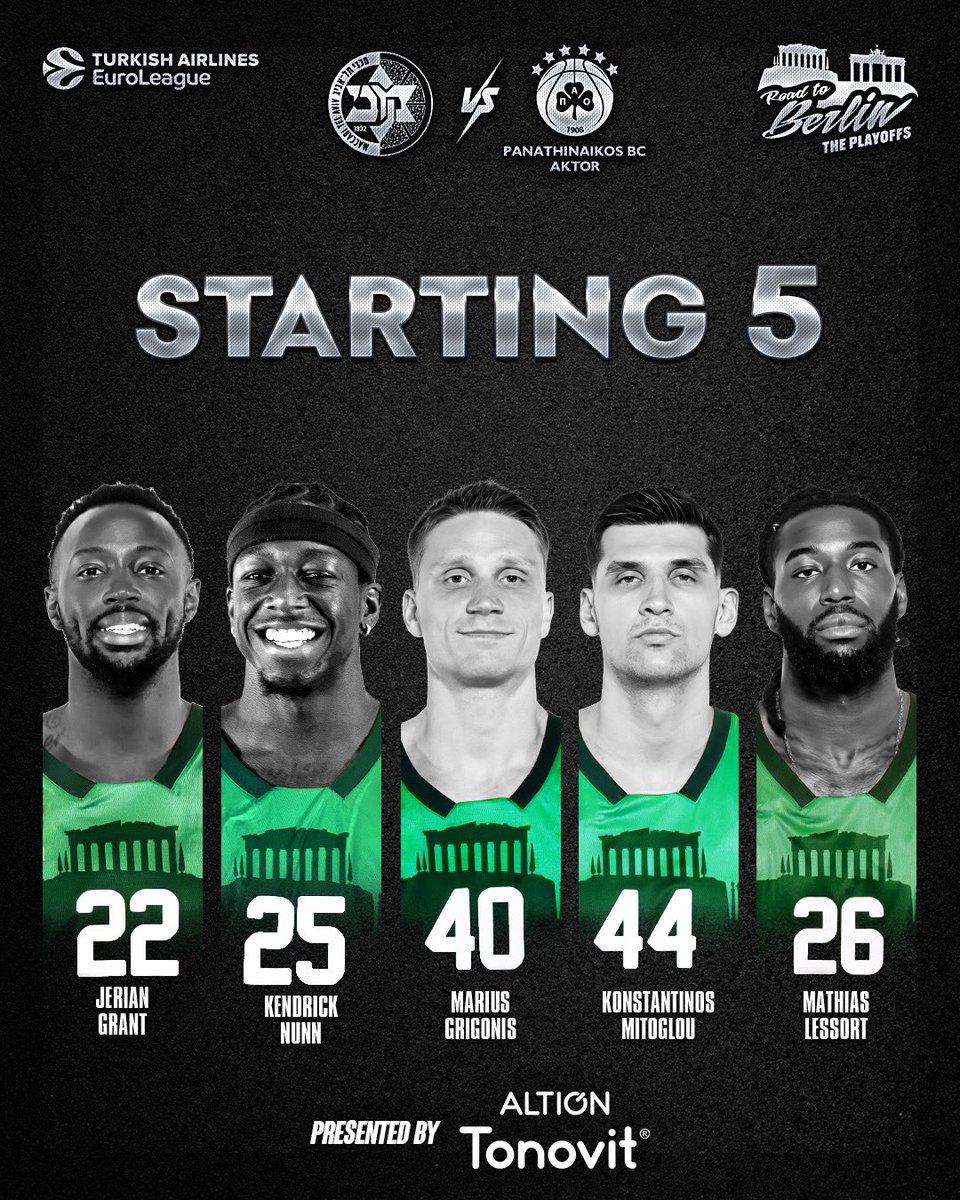 Starting Five ☘️ @MaccabiTLVBC - #paobcaktor