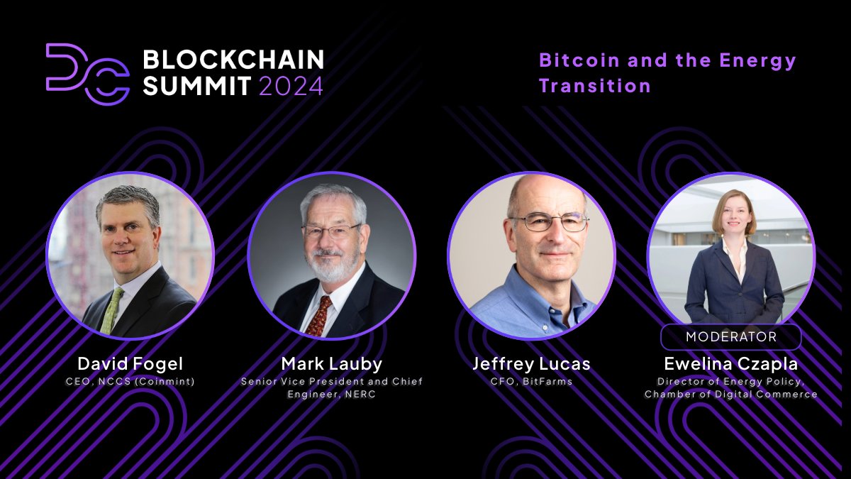 We’re excited to announce the 'Bitcoin and the Energy Transition' panel #DCBlockchain Summit 2024 featuring David Fogel, Mark Lauby, and @Jeffrey66231758, moderated by Ewelina Czapla! 

 Join us on 5/15/24 in DC as we shape the future: ➡️dcblockchainsummit.com