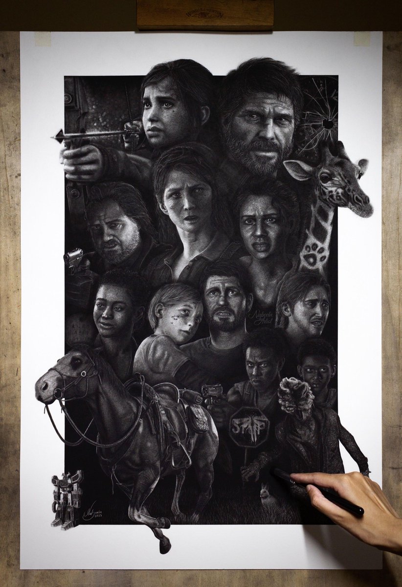 Reddit kullanıcısı NabeelaTheArtist'in kömür kalemiyle çizdiği The Last of Us resmi. 😍