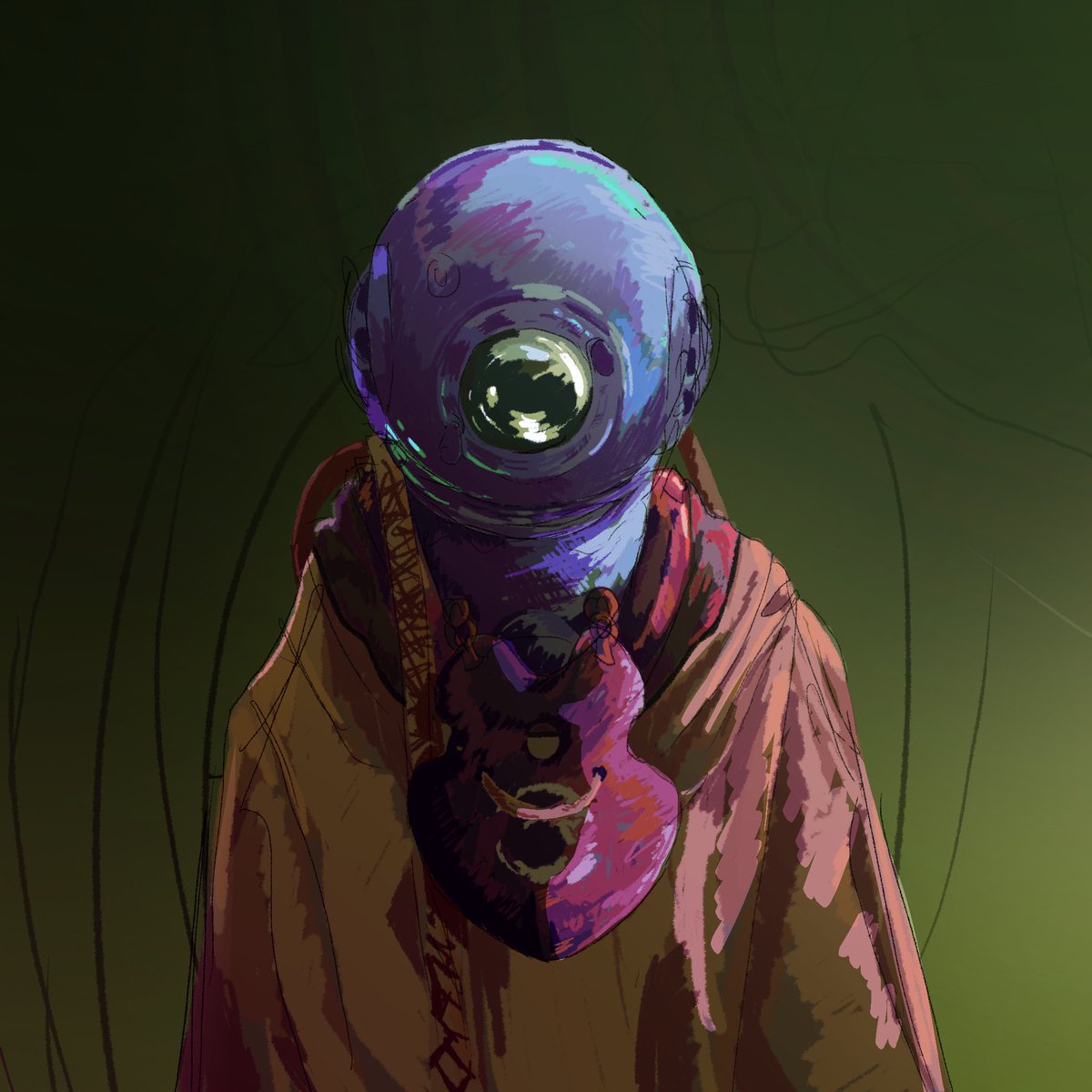 I LOVE drawing scuba gear for some reason.