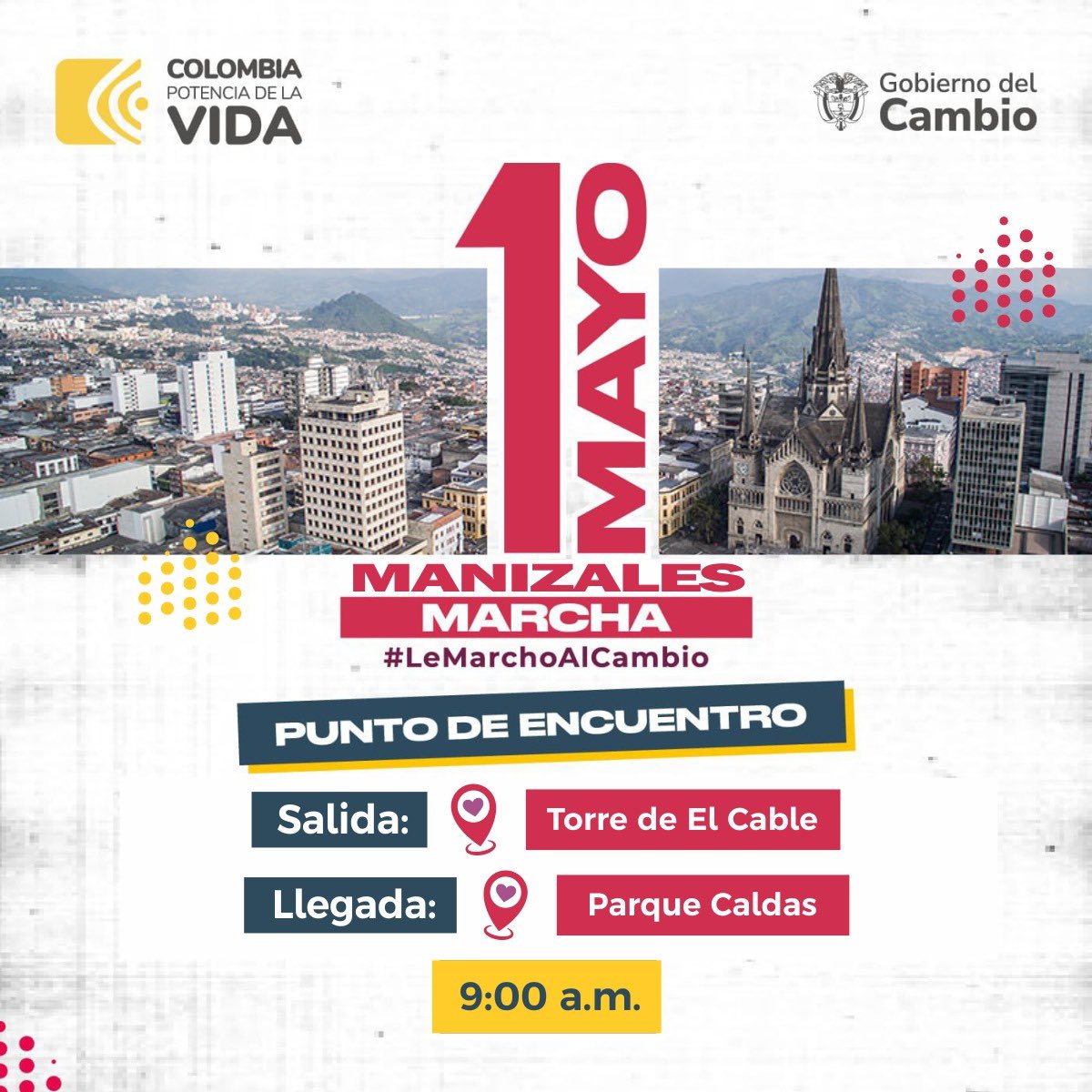 MANIZALES 🚨| Mañana 1 de Mayo estamos listos para salir a marchar y lo haremos de la mano de una ciudadanía convencida de un Gobierno que está haciendo hasta lo imposible por dignificar los derechos de los colombianos. Colombia será potencia mundial de la vida cuando la vida