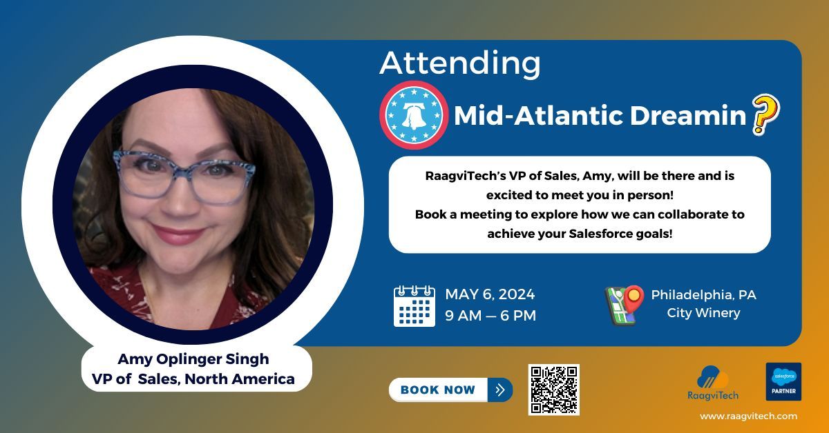Attention #SalesforcePartners and #ISVs! 

Don't miss this opportunity to explore a partnership that could transform your business! 

Grab your slot. ⬇️ 
buff.ly/3PjkT8U

#midatlanticdreamin2024
#trailblazercommunity
#SalesforcePartners 
#OffshoreDevelopment 
#RaagviTech