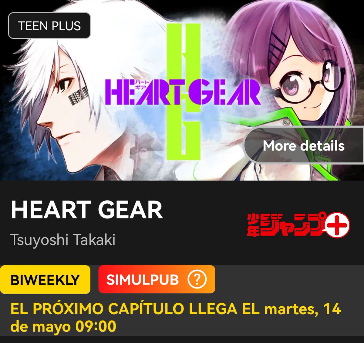 ➕ Ya están disponibles gratuitamente en la app de Manga Plus, en español, los nuevos capítulos manga de: •Chainsaw Man #164 •Marriagetoxin - Especial •Magilumiere Co. Ltd. #110 •Heart Gear #48
