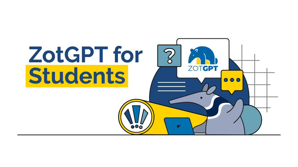 BREAKING - Students now have access to ZotGPT Chat! Built by UCI for UCI, ZotGPT is smart and capable, providing students with powerful AI features while keeping your data secure. Ready to explore? Visit zotgpt.uci.edu today. #uci #ucirvine #ucipride #zotzotzot #zotgpt