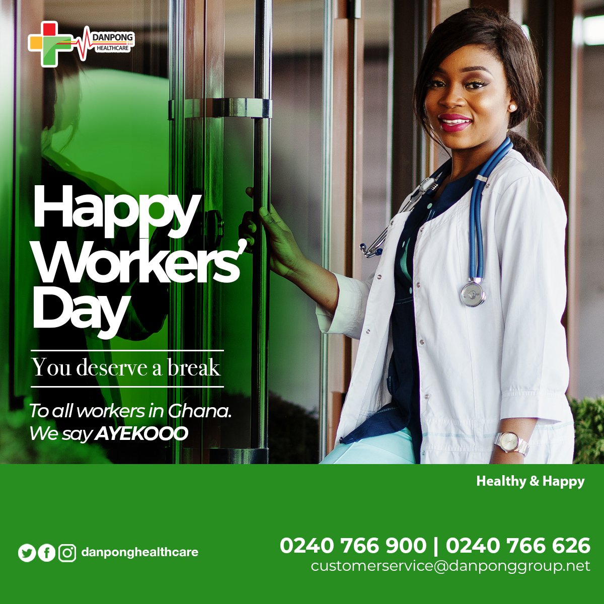 Happy Workers’ Day to all workers in Ghana.
We say AYEKOO.

#Danpongcares
#Healthyandhappy