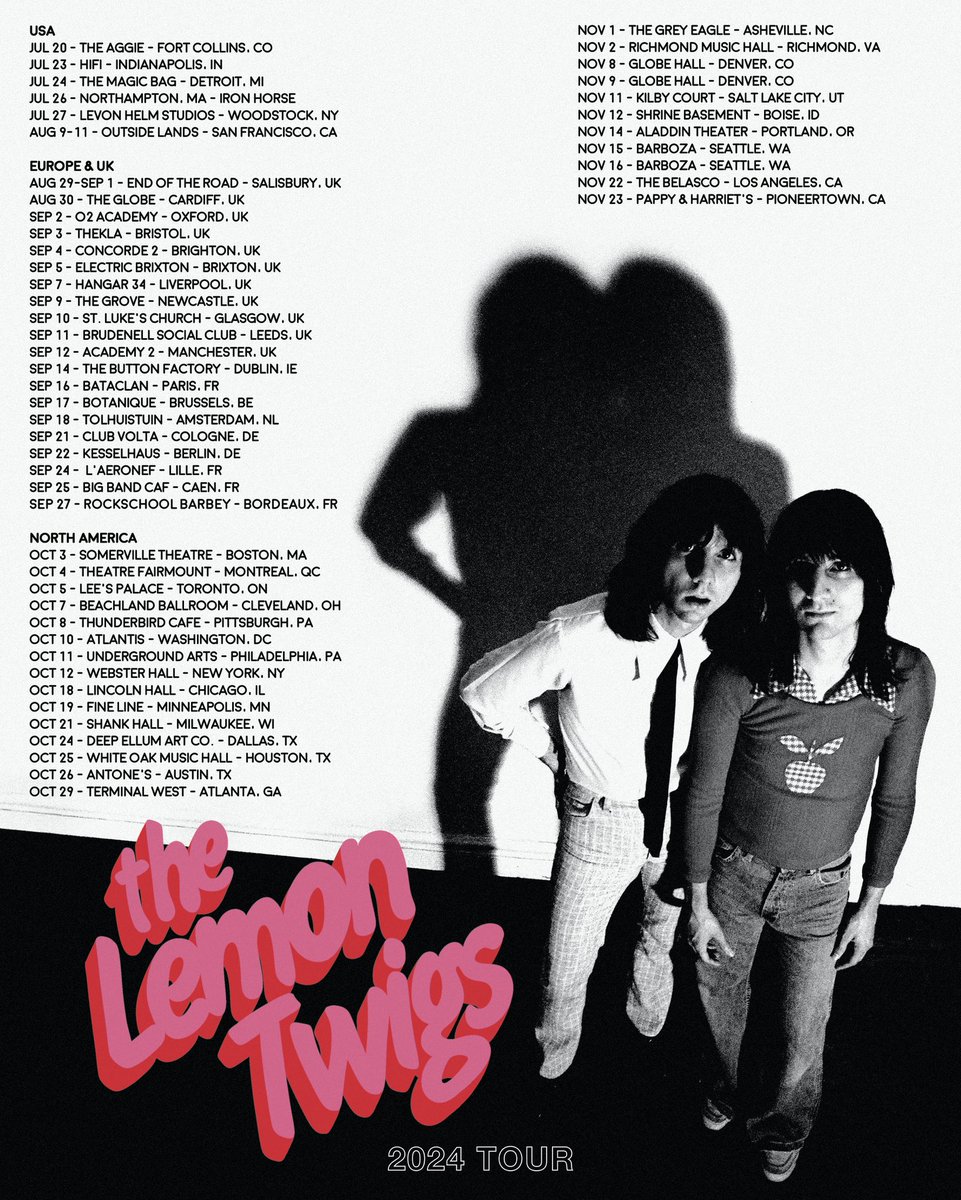 thelemontwigs's tweet photo. We’re so excited to announce more shows for this year in North America and Europe! Tickets on sale Friday!
Poster by Eva Chambers https://t.co/iI3rQp8Jac