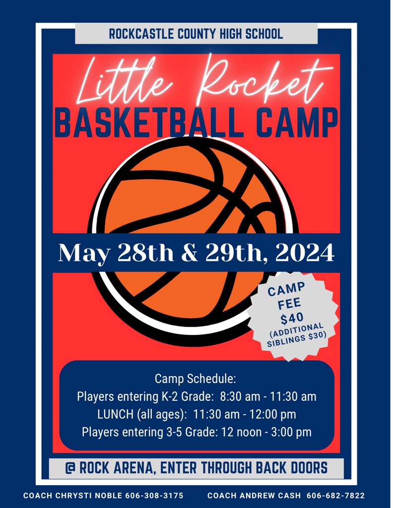 It’s hard to believe that it’s time to have another Little Rocket Basketball Camp… but we are quickly approaching summer and want to start our young ballers out right! @_CashMoney5 @BeaverNoble @LadyRocketGBB @Bryanna72206693