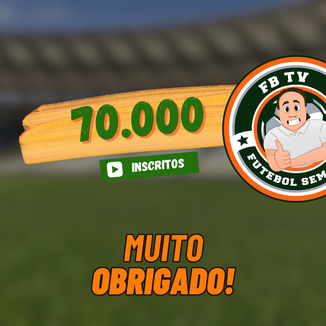 70.000 pessoas inscritas acompanhando meu trabalho á no Youtube. Gostaria de agradecer a todos os amigos pela moral de sempre com a FB TV!